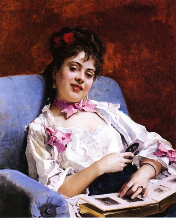 Looking through the photo album by Ricardo de Madrazo y Garreta